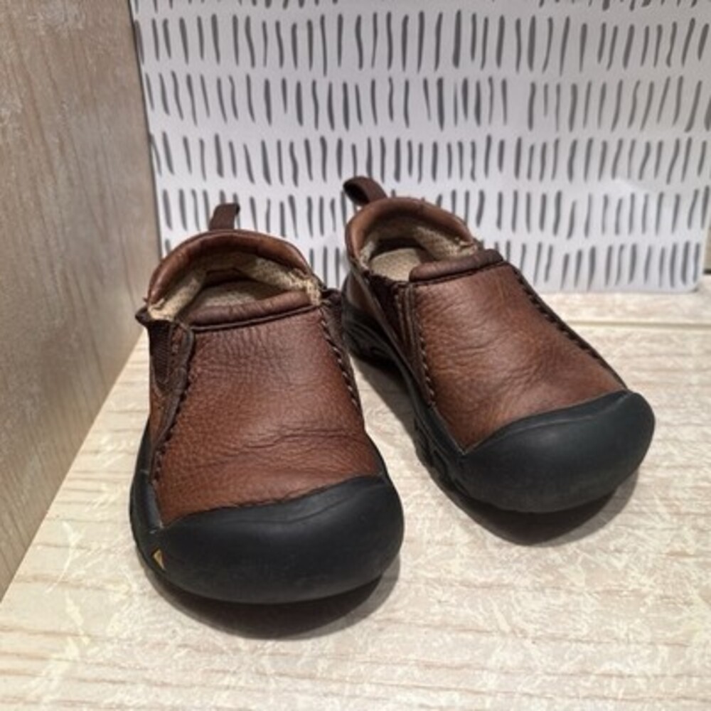 KEEN Toddler Brown Leather Slip-On Comfort Casual Shoes Size 8
